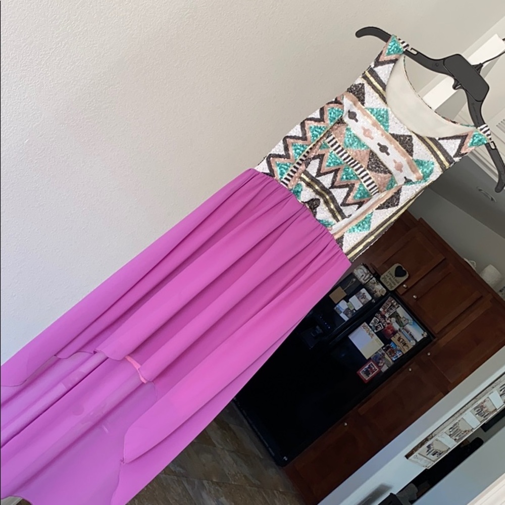 High low dress with beautiful sequin pattern